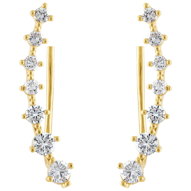 Zircon Gemstone Hollow Leaves Swirl Cocktail Women Earrings 18K Gold Filled 